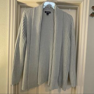 Lands’ End Chenille Ribbed Cardigan Ice Blue 2X (20W-22W)-very warm
